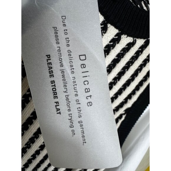 French Connection Black & White Moma Vest Mix‎ Top Medium Preppy Sweater Knit - Picture 7 of 8